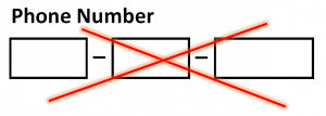 sliced data fields for a phone number